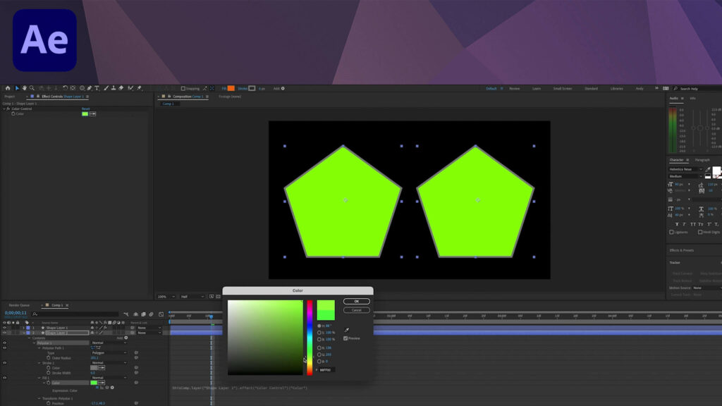 Using Color Expression to change the fill color on multiple layers in After Effects