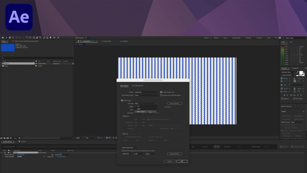 After Effects Basics: Export with Alpha