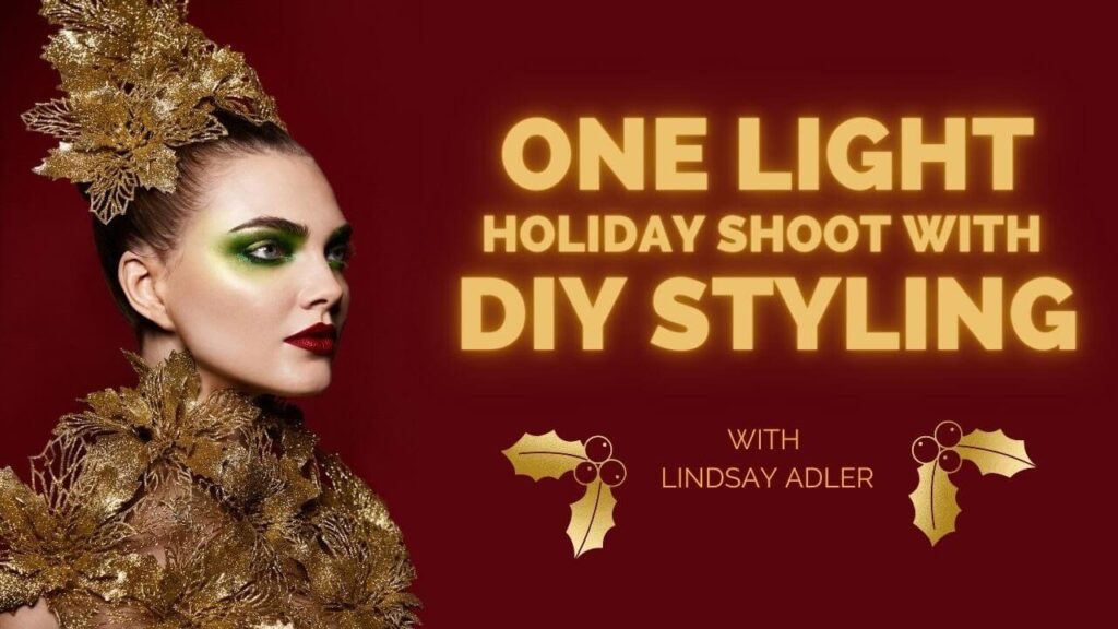 One light holiday portraits with DIY styling using Christmas décor